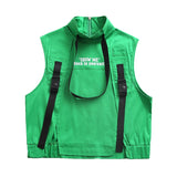 Kids Festival Hip Hop Sweatshirt High Neck Vest Tactical Cargo Pants