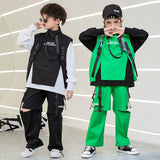 Kids Festival Hip Hop Sweatshirt High Neck Vest Tactical Cargo Pants