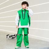 Kids Festival Hip Hop Sweatshirt High Neck Vest Tactical Cargo Pants