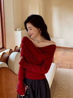 Off-the-Shoulder Women's Homemade off-the-Neck Sweater