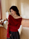 Off-the-Shoulder Women's Homemade off-the-Neck Sweater