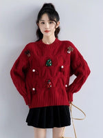 Autumn and Winter Three-Dimensional Knitted Long Sleeve Sweater Student Christmas