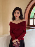 Off-the-Shoulder Women's Homemade off-the-Neck Sweater