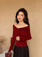 Off-the-Shoulder Women's Homemade off-the-Neck Sweater