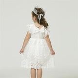 Girls Lace Embroidery Flower Dress Princess  3-8 Years