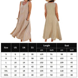 Women Sundress Elegant Round Neck Vintage Pockets