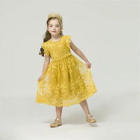 Girls Lace Embroidery Flower Dress Princess  3-8 Years