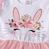 Girls Rabbit Cartoon Flare Sleeve  Princess Dresse   Cake Tutu Dress 3-8Y