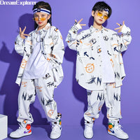 Boys Girl Street Dance Long Sleeve Graffiti Jacket Loose Joggers