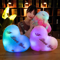 Light Up LED Love Heart Plush Toy Soft Plush Stuffed Luminous Love Throw Pillow