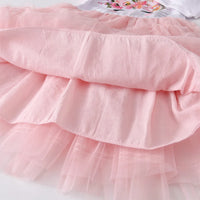 Girls Rabbit Cartoon Flare Sleeve  Princess Dresse   Cake Tutu Dress 3-8Y