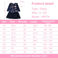 VIKITA Girls Sequined Appliqued Long Sleeve Patchwork Dresses