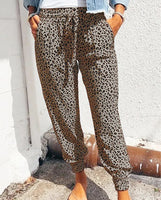 Summer New European and American Women's Leggings Loose Leopard Print Lace Up Casual Pants 2023