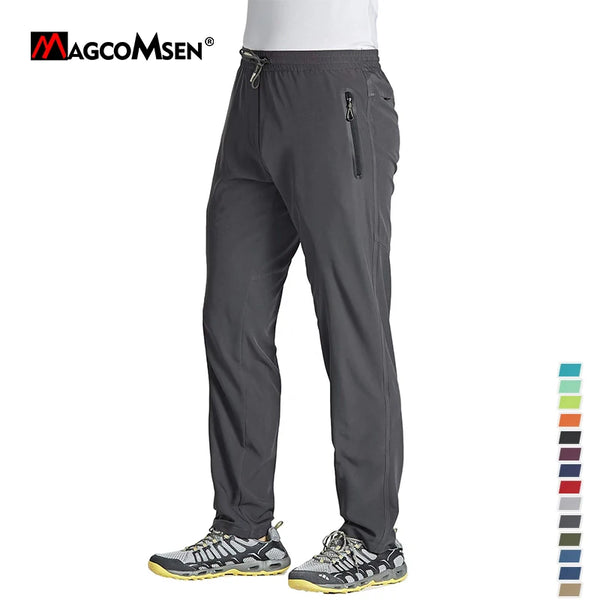 MAGCOMSEN Quick Dry Men's Sweatpants with Zip Pocket   Jogging Hiking