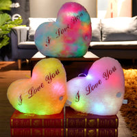 Light Up LED Love Heart Plush Toy Soft Plush Stuffed Luminous Love Throw Pillow