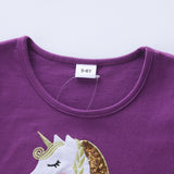 Girls' Autumn Long Sleeve Mesh Cartoon Unicorn Dress LH1696