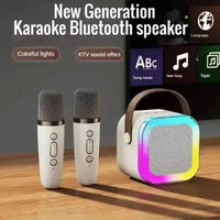 K12 Karaoke Machine Portable Bluetooth 5.3 PA Speaker System with 1-2 Wireless Microphones