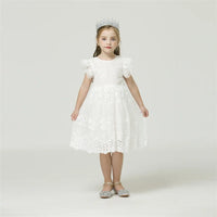 Girls Lace Embroidery Flower Dress Princess  3-8 Years