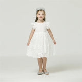 Girls Lace Embroidery Flower Dress Princess  3-8 Years