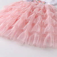 Girls Rabbit Cartoon Flare Sleeve  Princess Dresse   Cake Tutu Dress 3-8Y