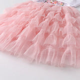 Girls Rabbit Cartoon Flare Sleeve  Princess Dresse   Cake Tutu Dress 3-8Y