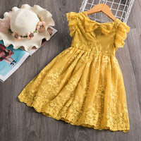 Girls Lace Embroidery Flower Dress Princess  3-8 Years