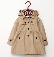 Long Style Hooded Toddler to Girl Red Windbreaker Coat