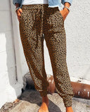 Summer New European and American Women's Leggings Loose Leopard Print Lace Up Casual Pants 2023