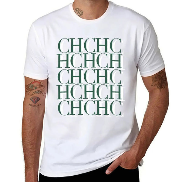 CHCH T Shirt Men Black Print Fashion White