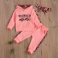 baby Girl PCS Sets Leopard Letter Hooded Tracksuit Set