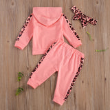 baby Girl PCS Sets Leopard Letter Hooded Tracksuit Set