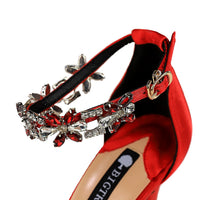 9cm Pointer toe Crystal Strap Stiletto Heels