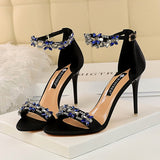 9cm Pointer toe Crystal Strap Stiletto Heels