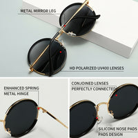 Classic Men Women Gorgeous Round Frame  Punk Style New Metal Polarized