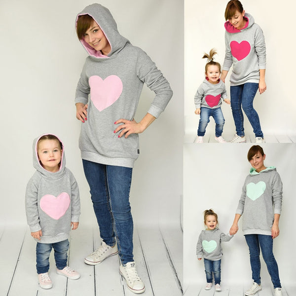 Parent-child Tops Heart-shaped Hooded