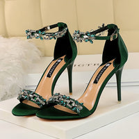 9cm Pointer toe Crystal Strap Stiletto Heels