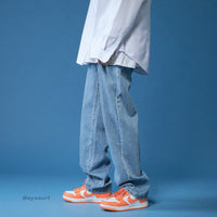 Spring Wide-leg Jeans Casual Korean Straight Denim Mens M-2XL