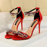 9cm Pointer toe Crystal Strap Stiletto Heels