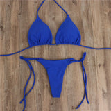 Solid Swimsuit Lace-up Sexy Hanging Three-Point